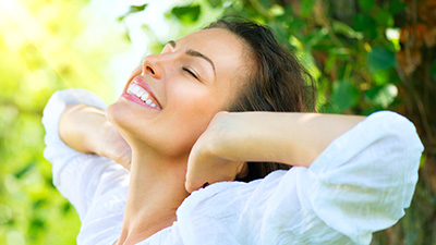 Smiling woman outdoors