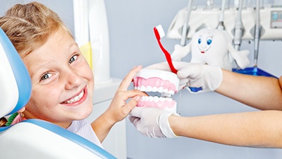 Smiling little girl in dental chair