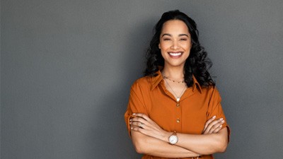 Smiling, confident woman with beautiful teeth