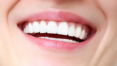 Closeup of smile with healthy teeth and gums