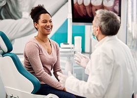 a patient visiting her dentist in Irving