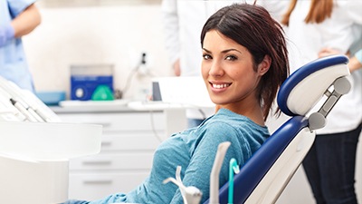 Smiling woman in dental chair