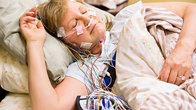 Woman completing in-office sleep test