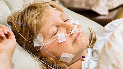Patient during an in-office sleep test