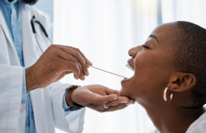Dentist examining a patient’s teeth 
